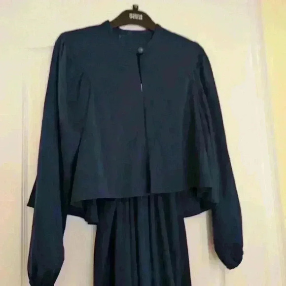 Vintage 70s long navy dress  with Jacket - Picture 3 of 12